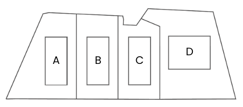 Grafički prikaz rasporeda zgrada A, B, C i D